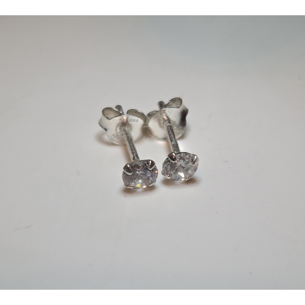 Ste◇Bee Sterling Silver‎ 3.5mm Stud CZ Earrings Baby Toddler Earrings